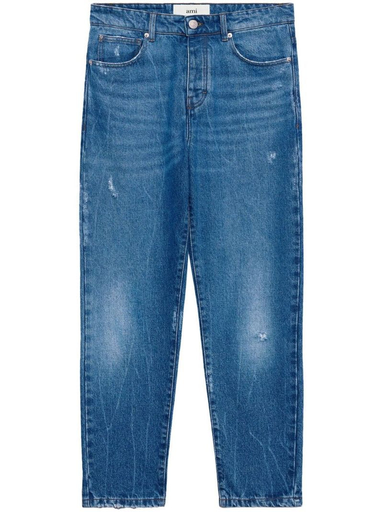 Blue Mid-rise Tapered Jeans