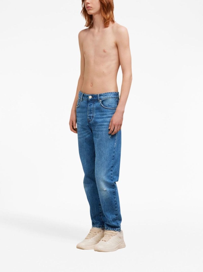 Blue Mid-rise Tapered Jeans