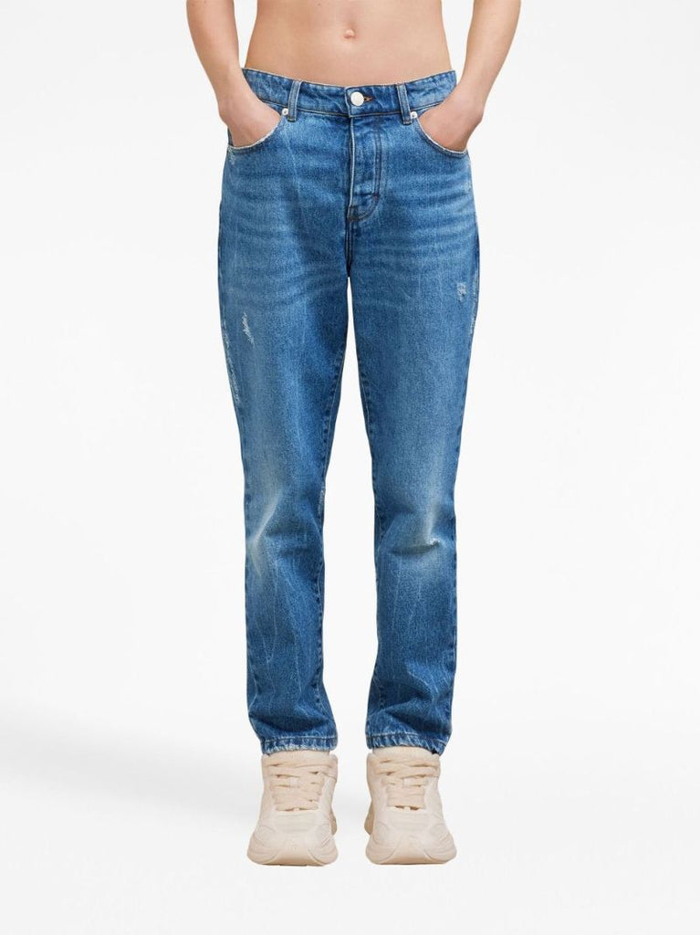 Blue Mid-rise Tapered Jeans