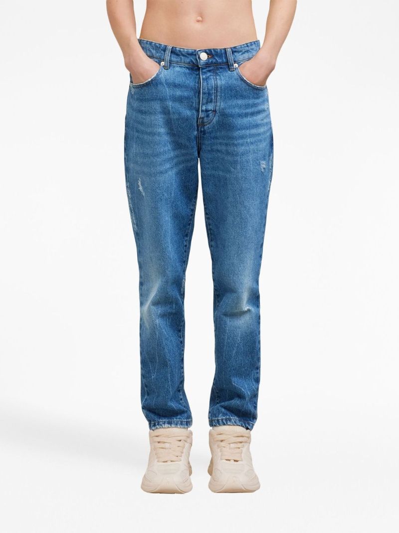 Blue Mid-rise Tapered Jeans