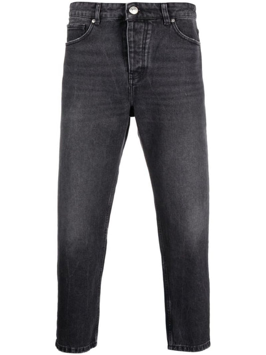 Black Mid-rise Tapered Jeans