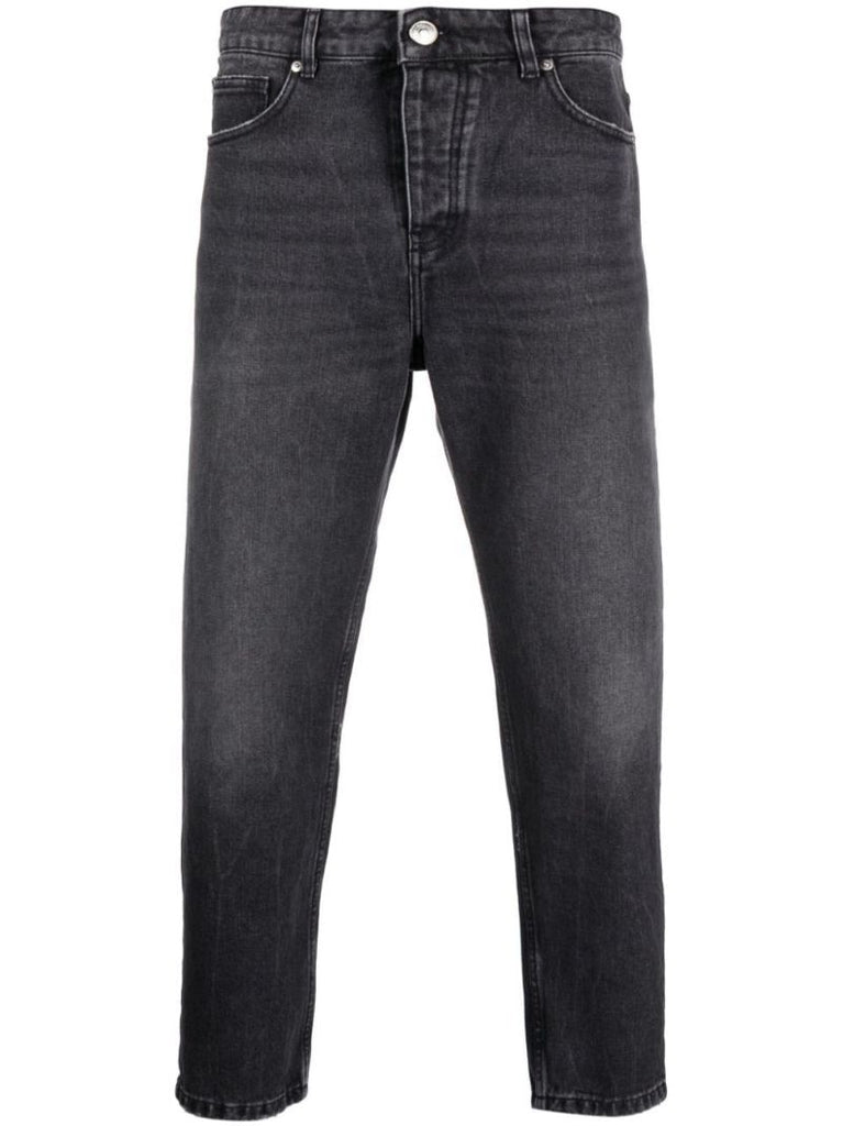 Black Mid-rise Tapered Jeans