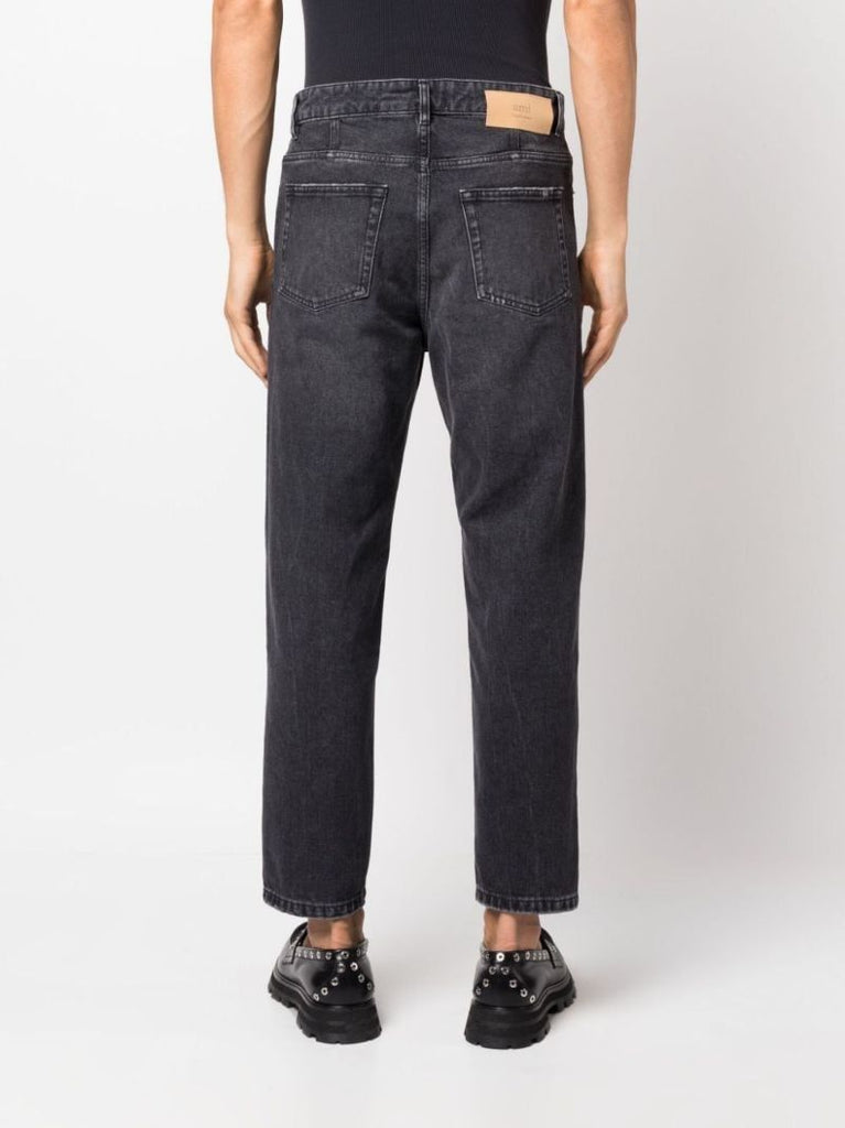 Black Mid-rise Tapered Jeans