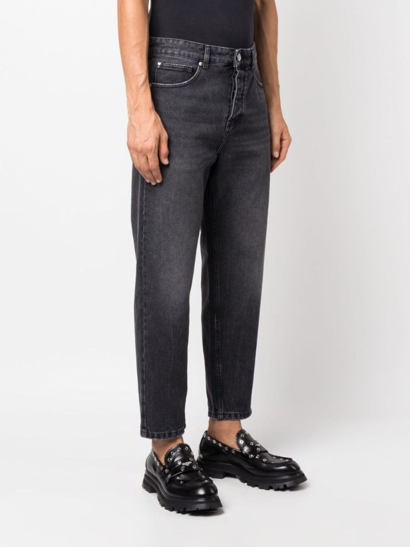Black Mid-rise Tapered Jeans