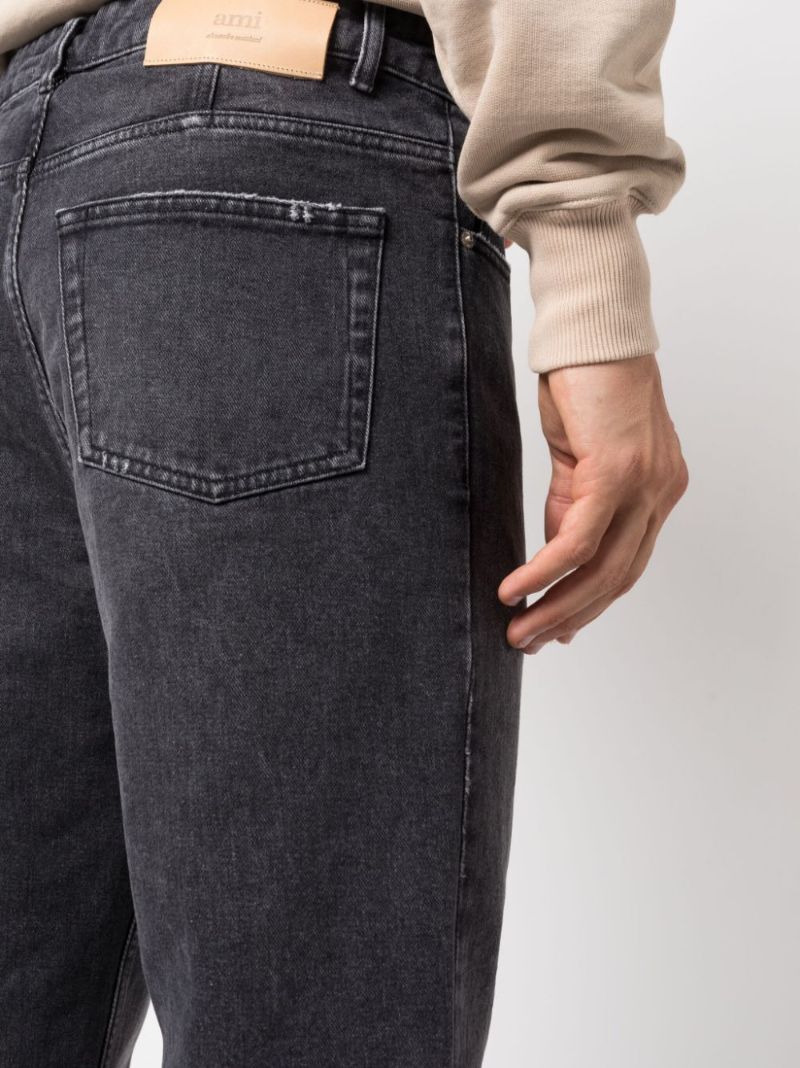 Black Mid-rise Tapered Jeans