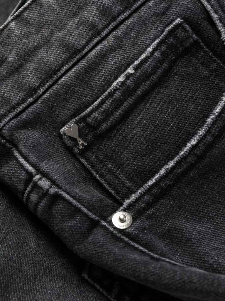 Black Mid-rise Tapered Jeans