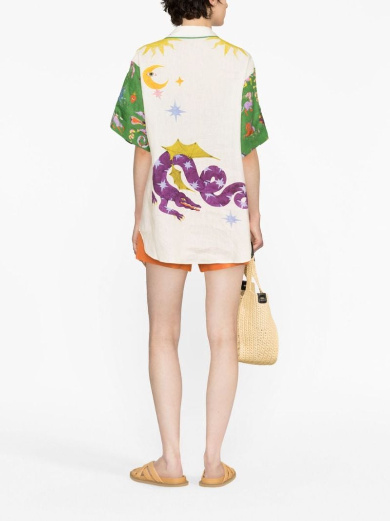 White Seeker Printed Linen Shirt