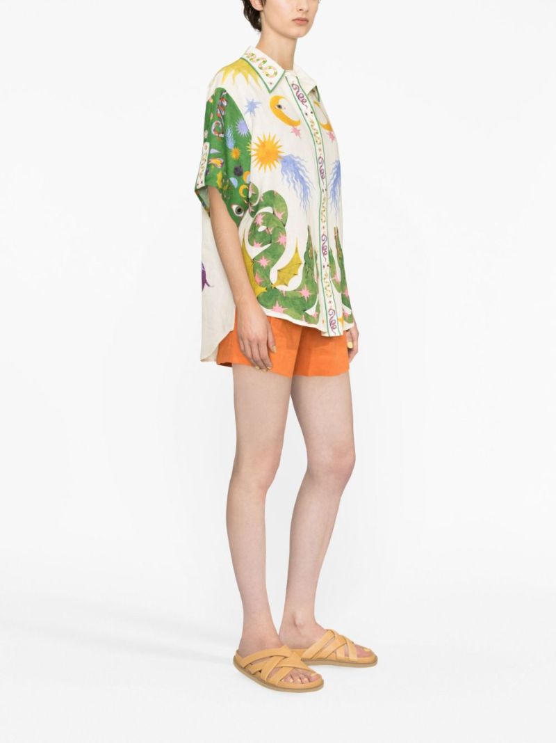 White Seeker Printed Linen Shirt