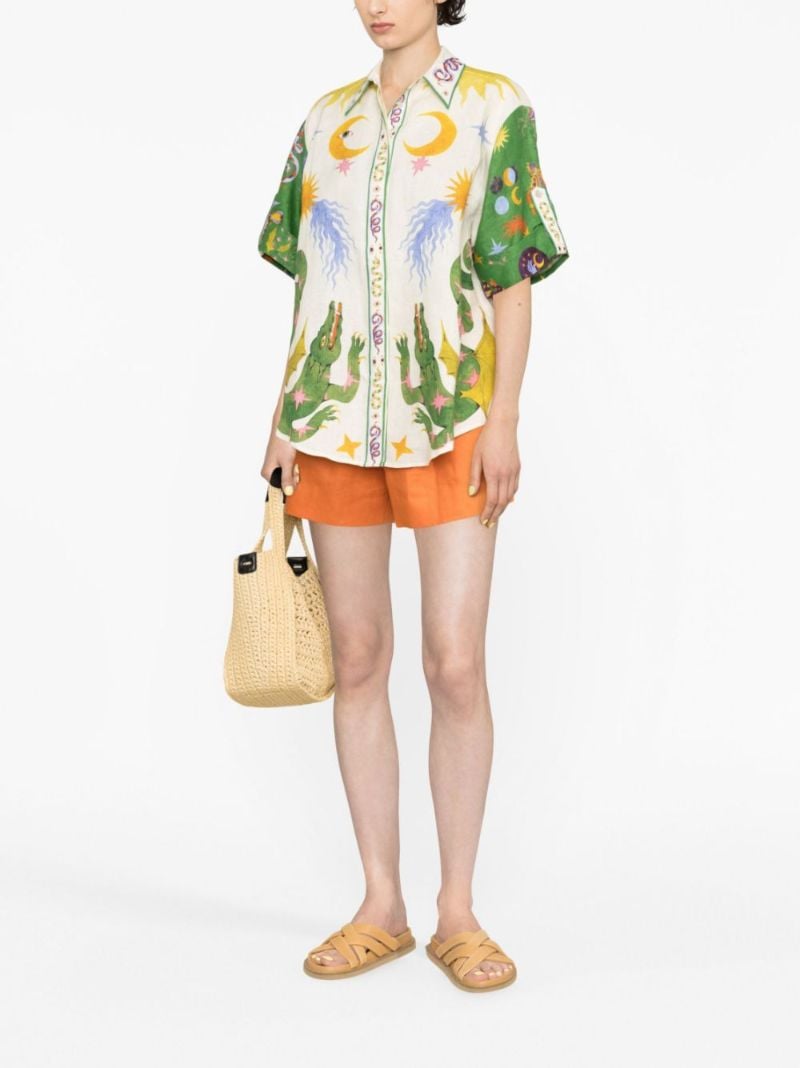 White Seeker Printed Linen Shirt