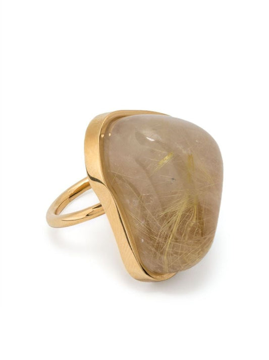 Gold-tone Folk Quartz Ring