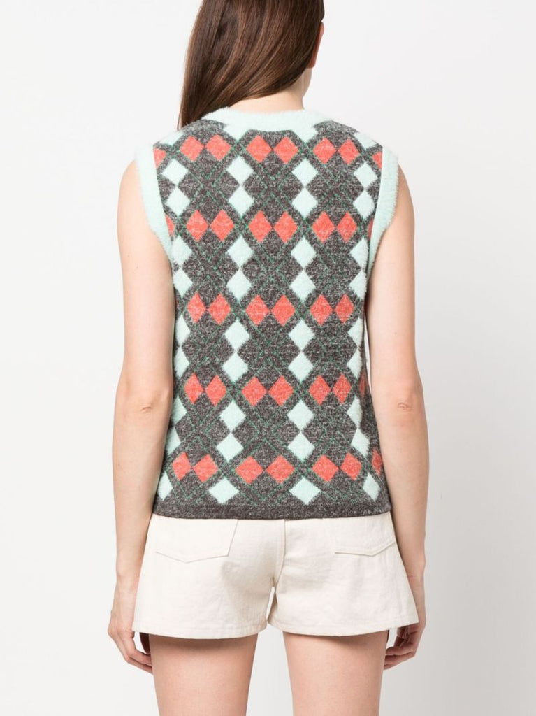 Multicolour Argyle Knit Vest