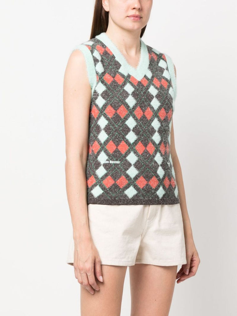 Multicolour Argyle Knit Vest