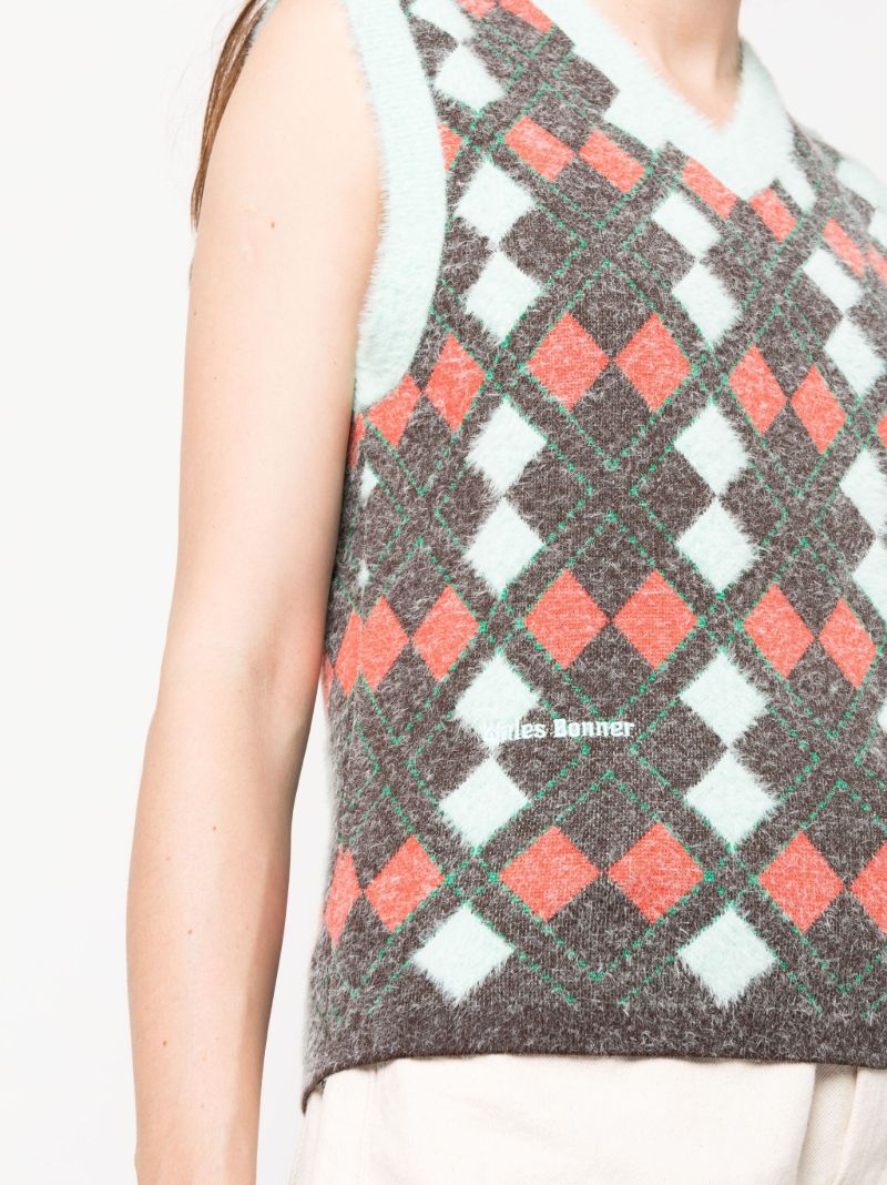 Multicolour Argyle Knit Vest