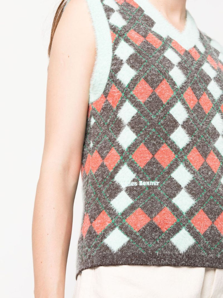 Multicolour Argyle Knit Vest