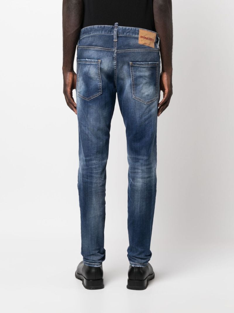 Blue Distressed Slim-cut Jeans