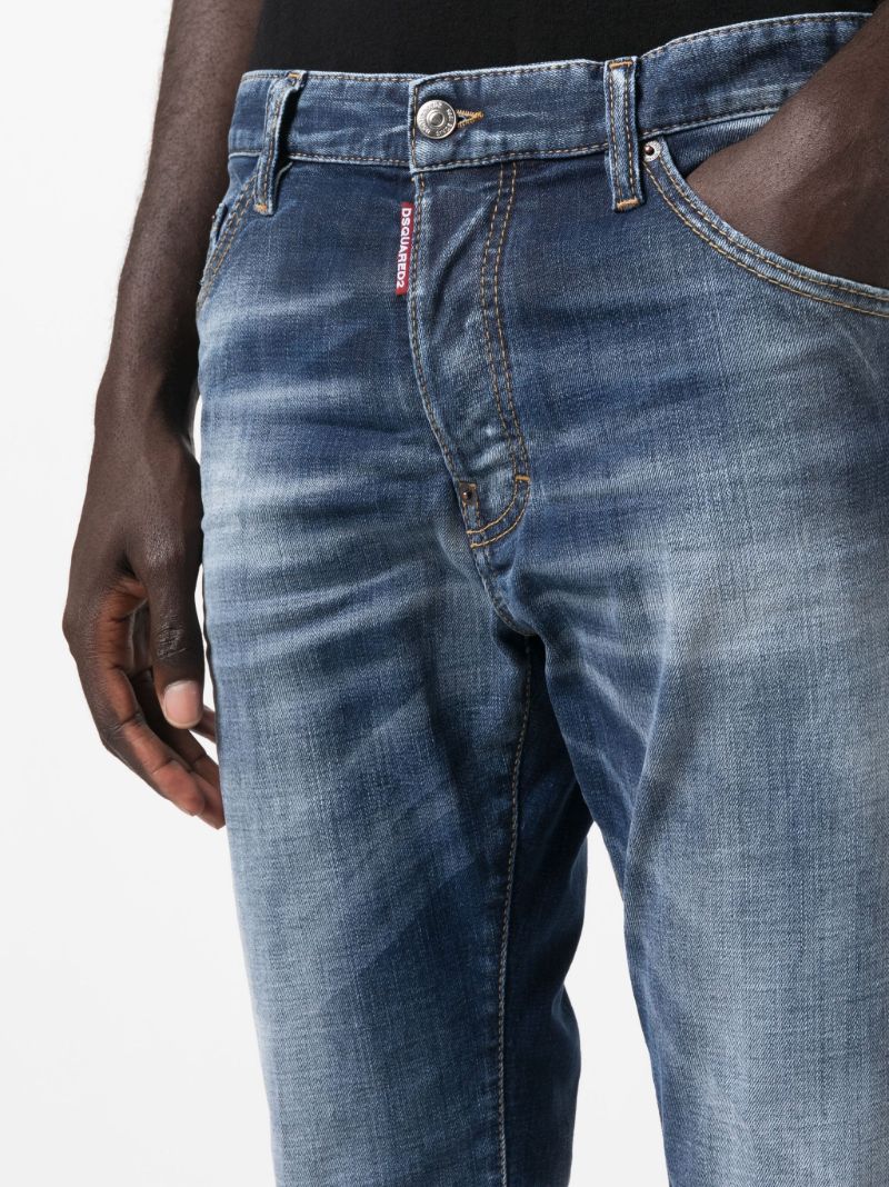 Blue Distressed Slim-cut Jeans