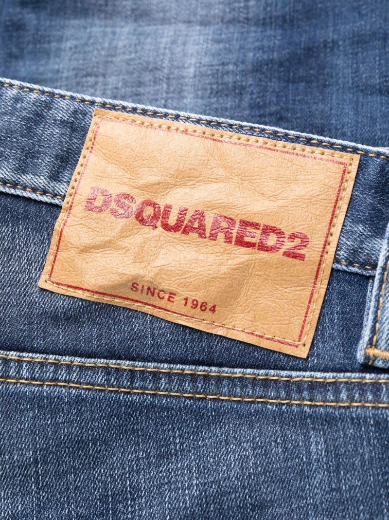 Blue Distressed Slim-cut Jeans