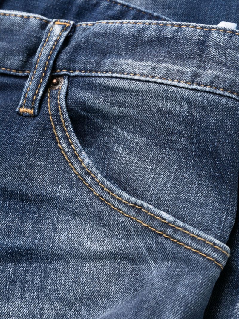 Blue Distressed Slim-cut Jeans