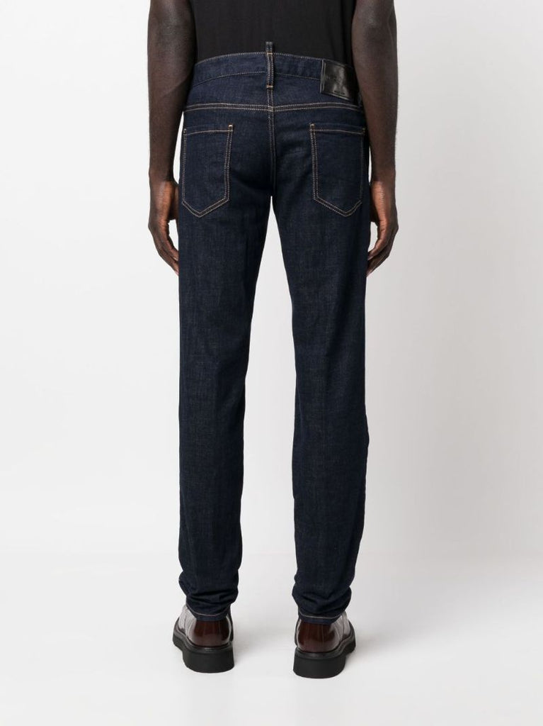 Blue Logo Patch Straight-leg Jeans
