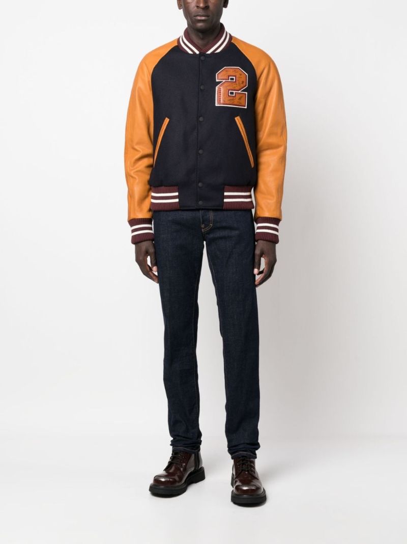 Blue Logo Patch Straight-leg Jeans