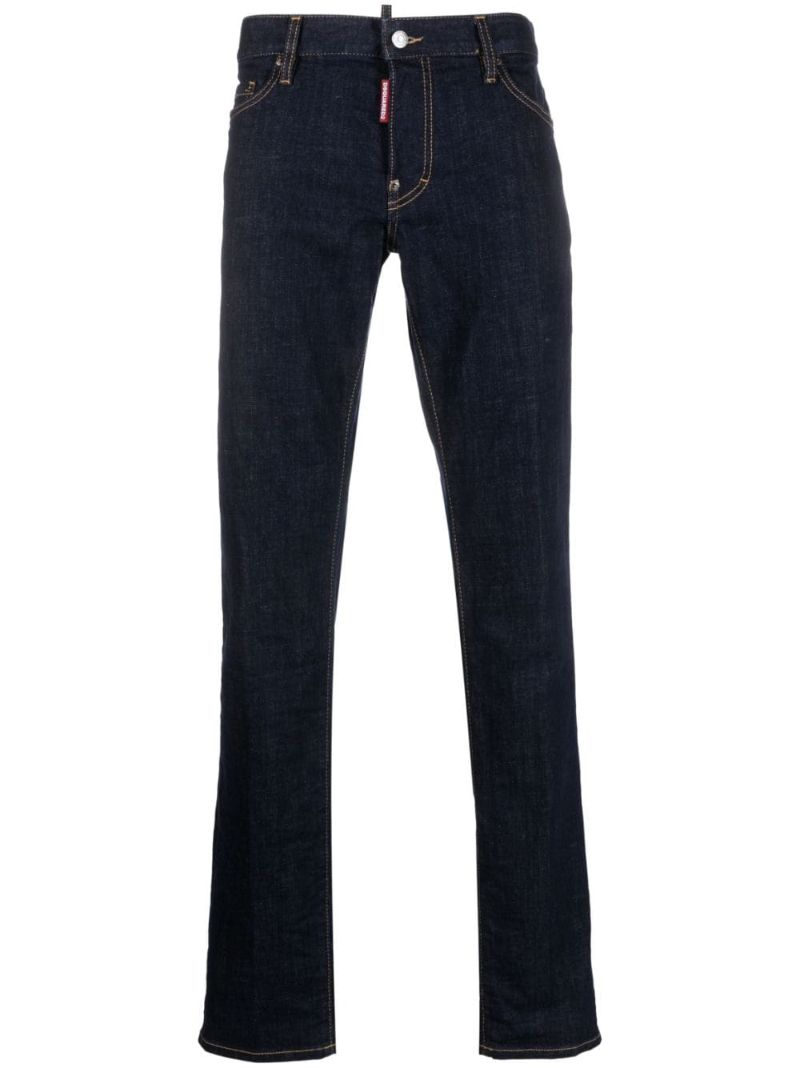 Blue Logo Patch Straight-leg Jeans