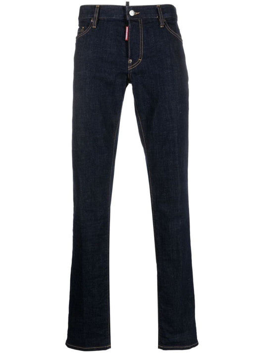 Blue Logo Patch Straight-leg Jeans