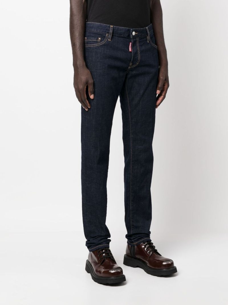 Blue Logo Patch Straight-leg Jeans