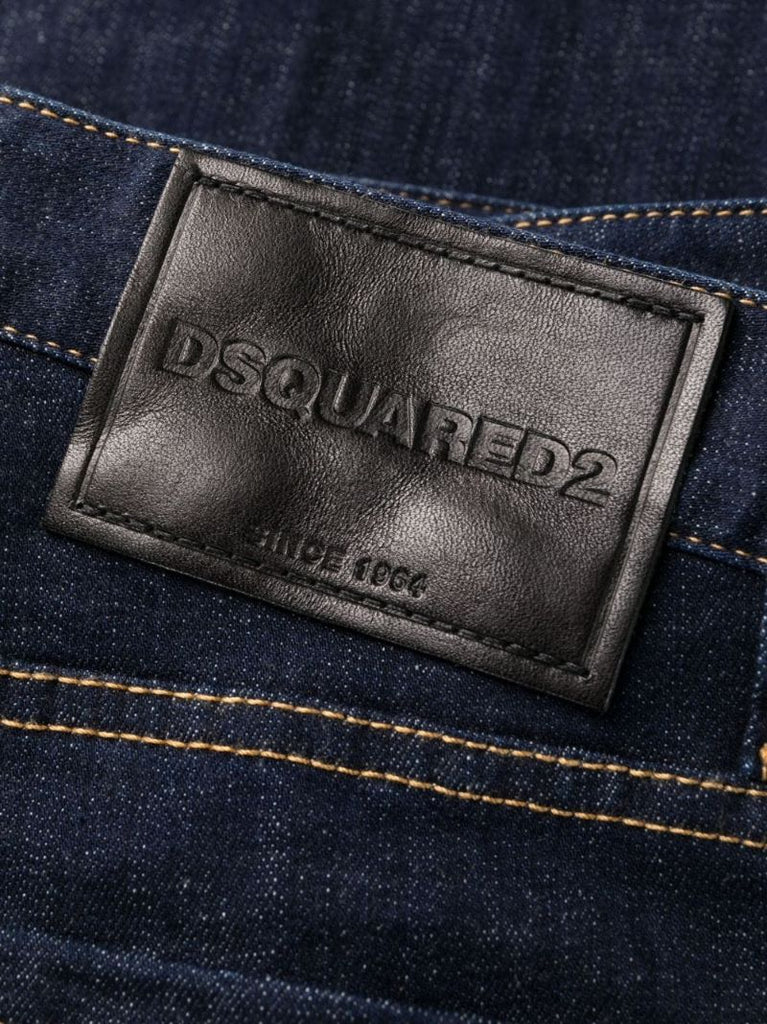 Blue Logo Patch Straight-leg Jeans