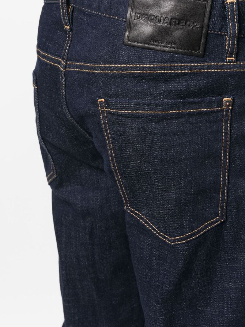 Blue Logo Patch Straight-leg Jeans