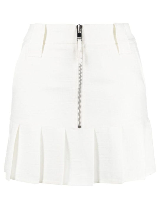 White Slub Mini Skirt