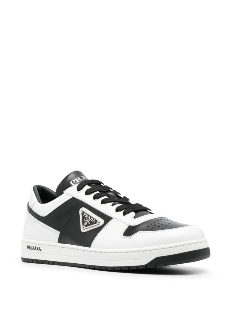 Black Downdown Low-top Leather Sneakers