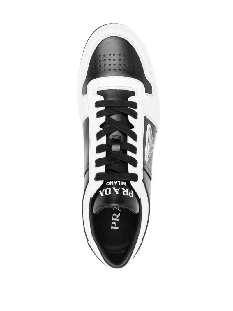 Black Downdown Low-top Leather Sneakers