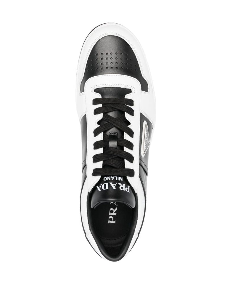 Black Downdown Low-top Leather Sneakers