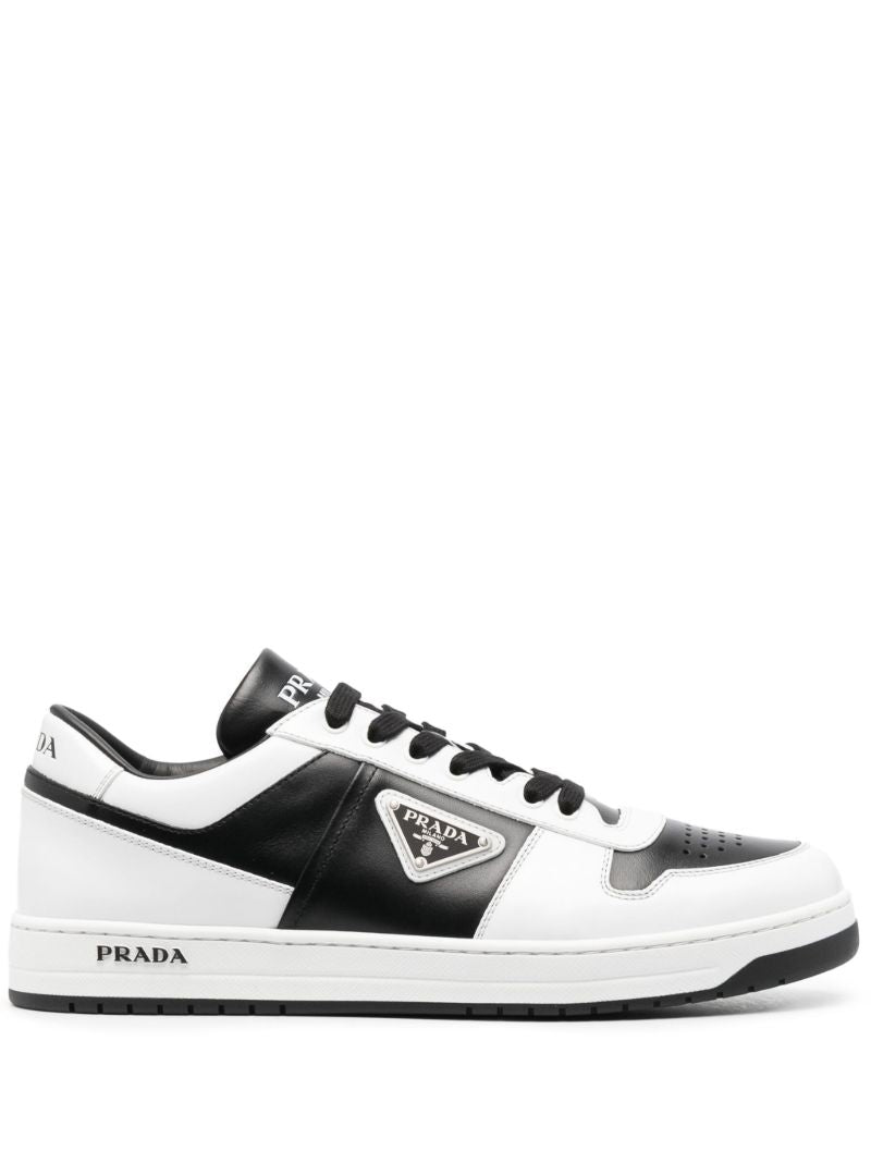 Black Downdown Low-top Leather Sneakers