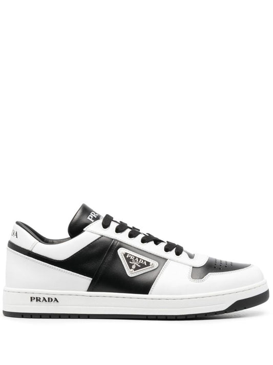 Black Downdown Low-top Leather Sneakers
