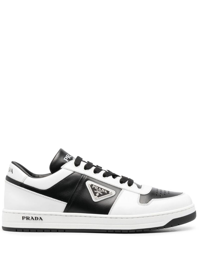 Black Downdown Low-top Leather Sneakers