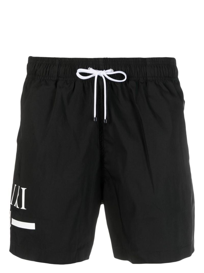 Black Logo Print Swim Shorts