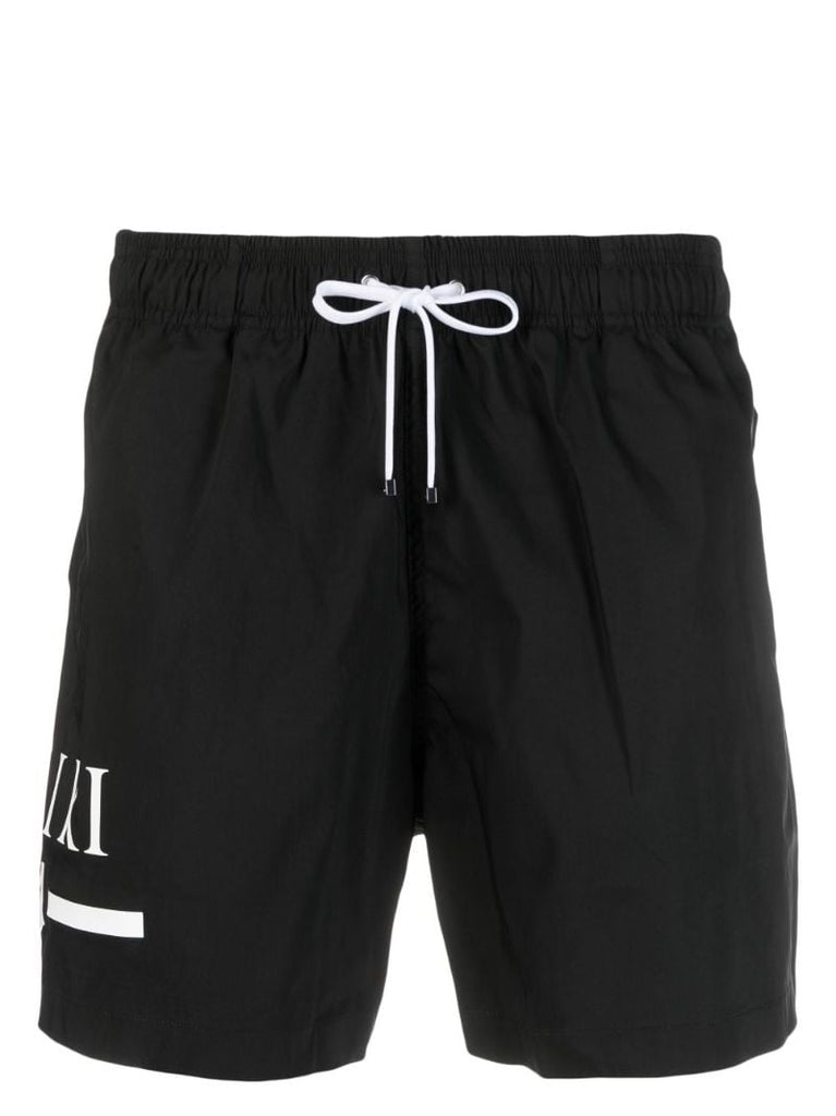 Black Logo Print Swim Shorts