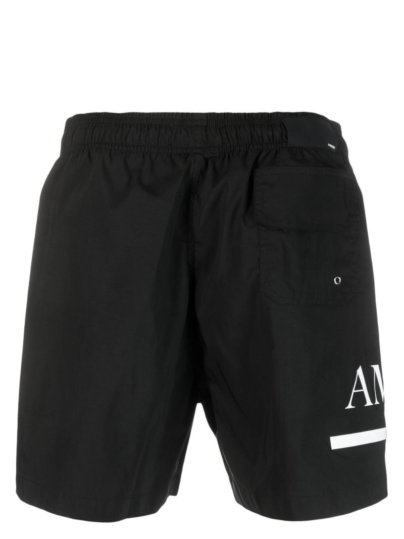 Black Logo Print Swim Shorts