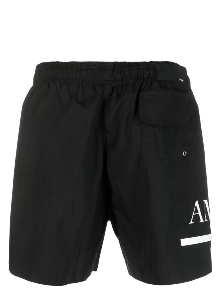 Black Logo Print Swim Shorts