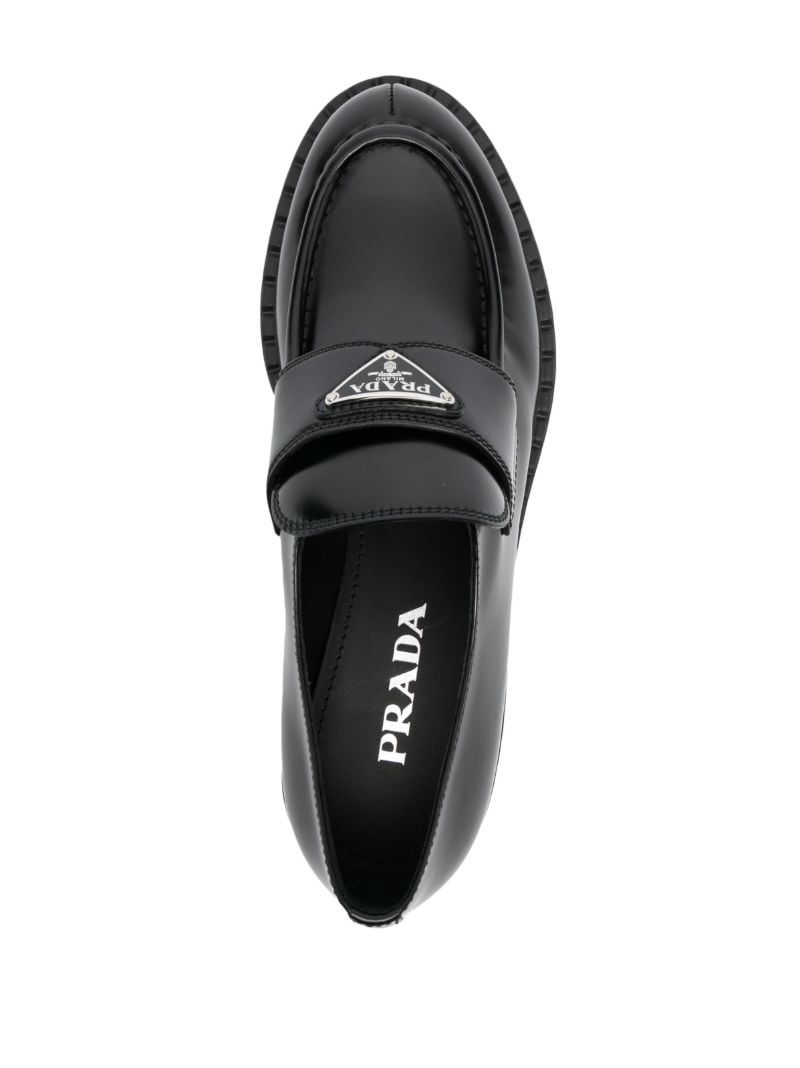 Black Logo Plaque Leather Loafers