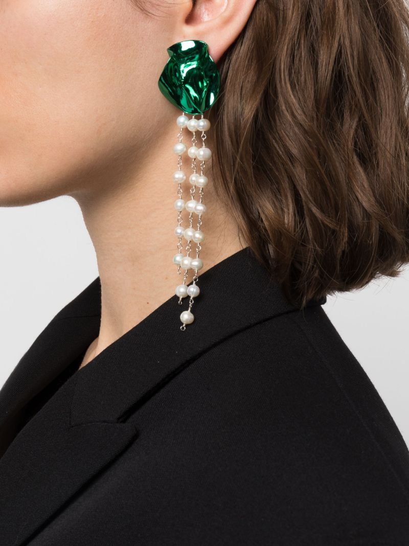 Green Georgia Pearl Drop Earrings