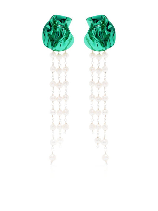 Green Georgia Pearl Drop Earrings