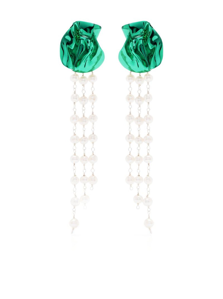 Green Georgia Pearl Drop Earrings