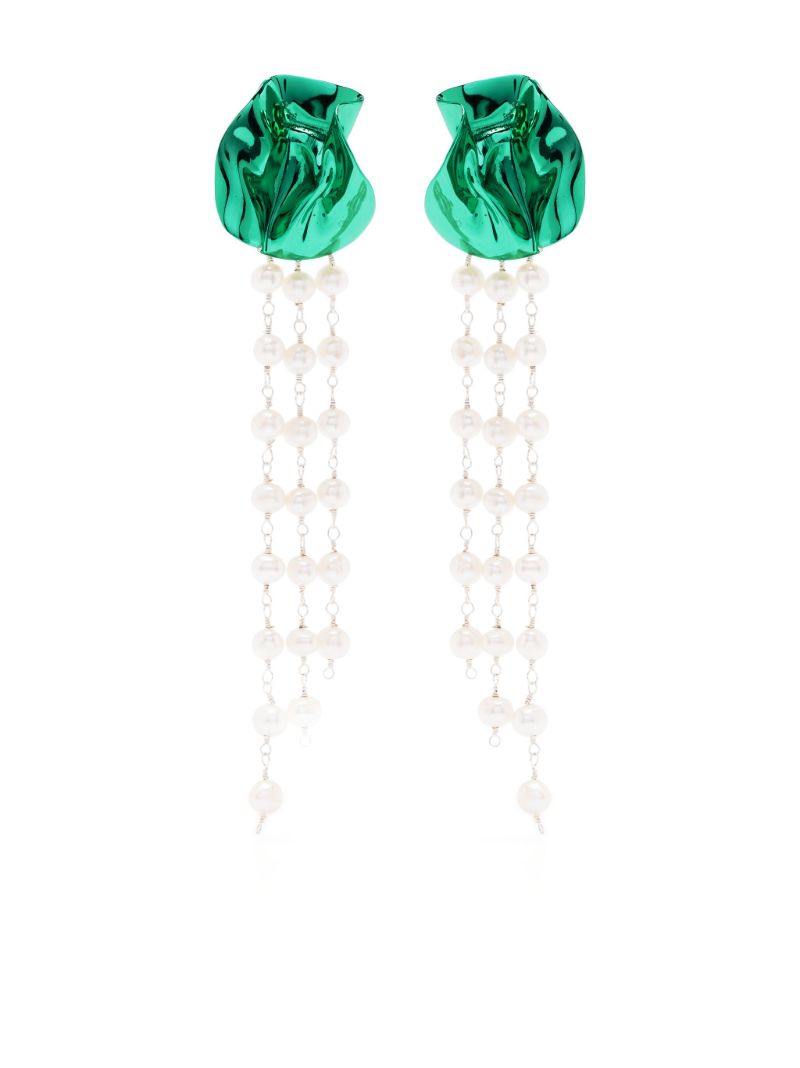 Green Georgia Pearl Drop Earrings