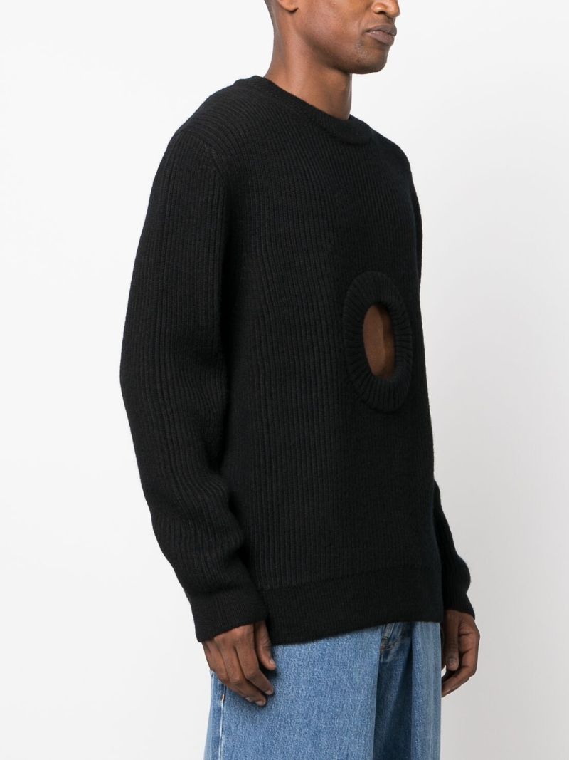 Black Cut-out Organic-wool Sweater