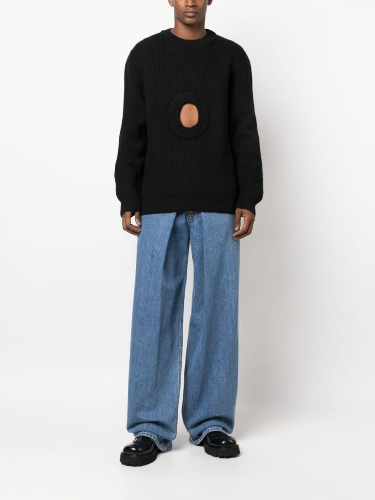 Black Cut-out Organic-wool Sweater