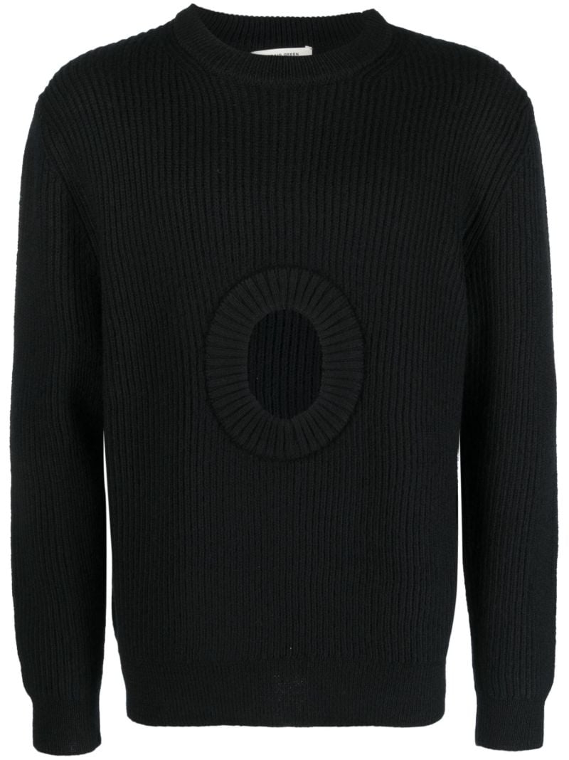 Black Cut-out Organic-wool Sweater