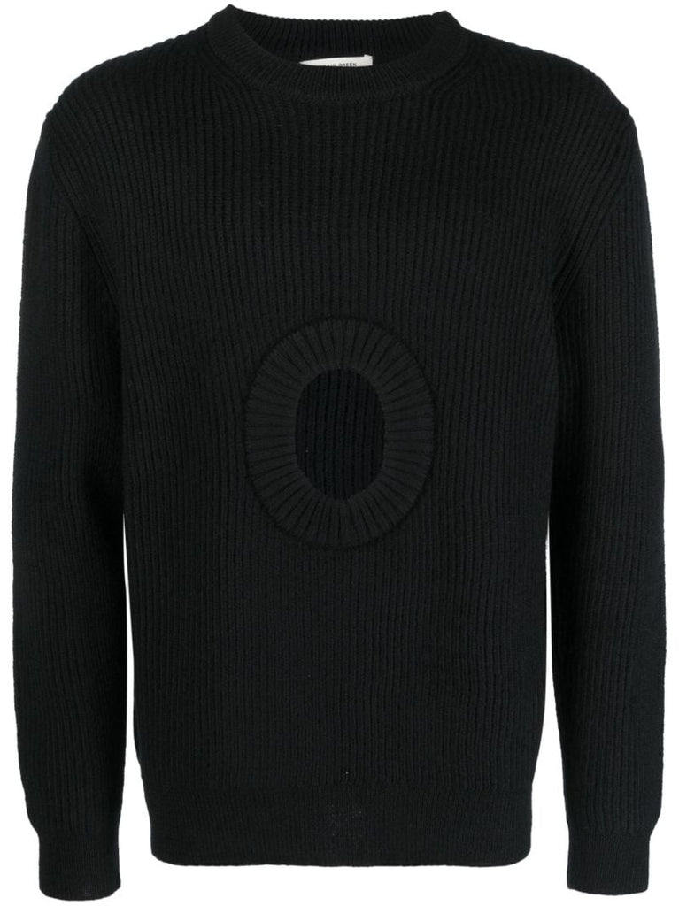 Black Cut-out Organic-wool Sweater