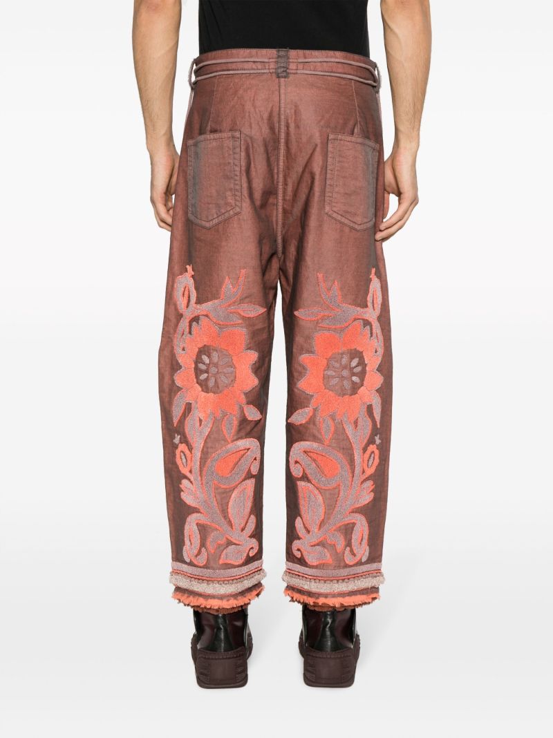 Red Tapestry Cotton Trousers